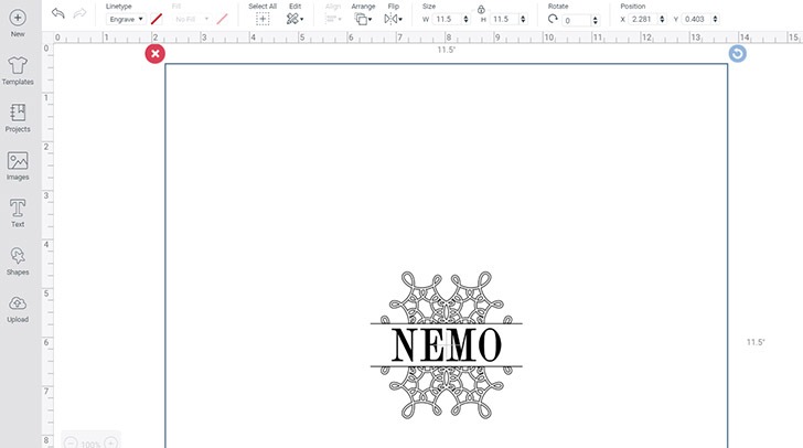 Center your file within the large square.