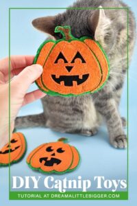 If your kitties love to play you're going to adore these DIY Felt Jack-O-Lantern cat toys you can make at home. Get the free SVG files to make your own!