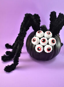 Leave the knife and make this adorable no-carve spider pumpkin that is easy enough for kids but fun enough for adults to make!