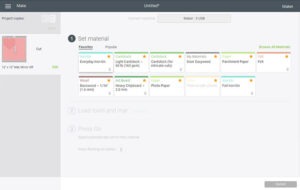 This is the point when you tell your Cricut what kind of material you're cutting.