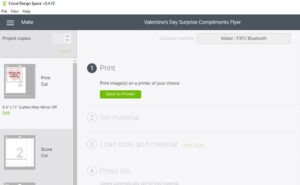 Design Space will now prompt you to print your Valentine's Day Surprise Compliments wording to be cut.