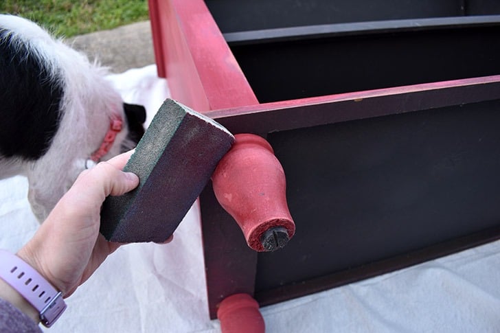 Different parts of a furniture piece require different methods of sanding.