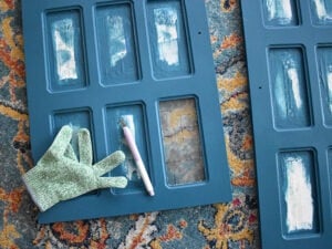 Carefully remove masking tape, using a craft knife in tight corners or crannies for a straight painted edge.