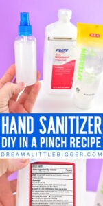Have germs got you down? Check out this easy to make DIY hand sanitizer spray in a pinch. It only takes 2 ingredients that you might already have on hand!