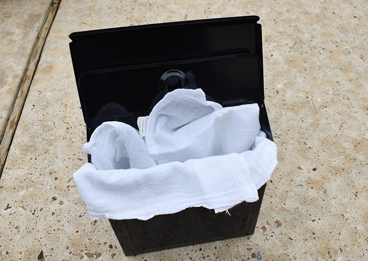 Grab your fabric dish towel or tee shirt or whatever you found to repurpose, here.