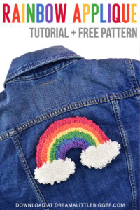 Looking for a fun and easy embroidery pattern? Get this rainbow punch needle pattern and stick around to learn how to turn it into a rainbow applique!