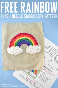 Looking for a fun and easy embroidery pattern? Get this rainbow punch needle pattern and stick around to learn how to turn it into a rainbow applique!