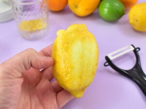 A vegetable peeler can make easy work removing just the outer peel from lemons, limes, oranges and grapefruit.