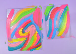 As you continue to fill the space with brushstrokes be mindful of colors that will work well together.