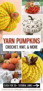 We love these 20+ knit, crochet, loom knit, and otherwise DIY yarn pumpkins you are going to want to craft up this fall!
