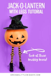 Standing at 3 feet tall, this leggy jack is the cutest DIY Halloween decoration. Make your own adorable jack-o-lantern with legs!