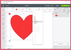 Create the shape you'd like to fill with your cut out Cricut pattern. Count the number of colors in your Cricut pattern you will be using. Our leopard spots pattern has the gold background, the brown splotches, and black for a total of 3 colors. Right click your image and select "Duplicate". Repeat so that you have 1 shape for each color in your pattern.
