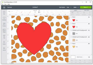 In the Layers list to the right of the screen click the EYE icons of all but 1 of your shapes to cut and 1 of your background layers. You should have only 2 layers visible in your workspace.