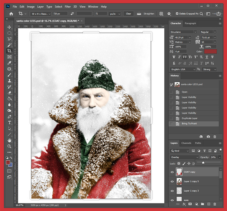 Coloring black and white photos you find at the Library of Congress is easy in Photoshop.