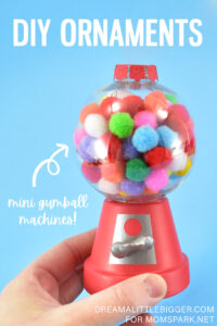 These adorable mini gumball machine Christmas ornaments are so cute and so simple to make.