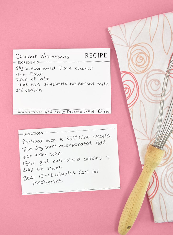 Trying to get your kitchen organized? Check out these FREE printable recipe cards you can type and print or print and hand write!