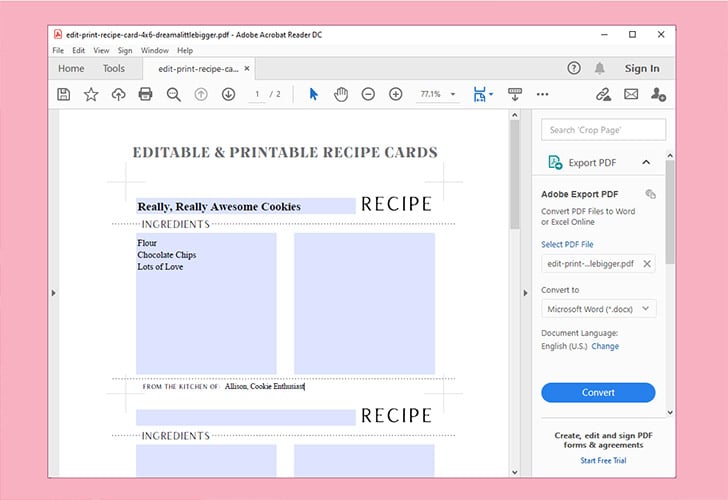 Entering your recipe on the computer is super easy. 