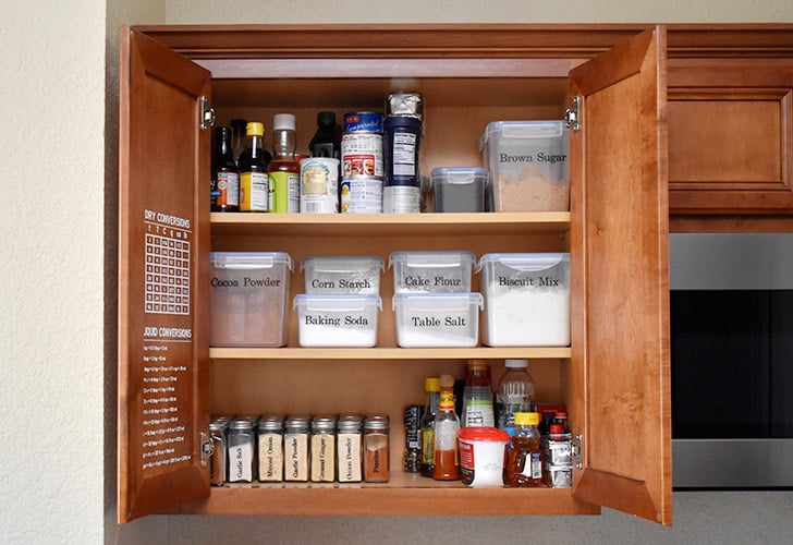 Get your pantry spices and dry goods neat as a pin and easy to access with this spice organization hack using vinyl.