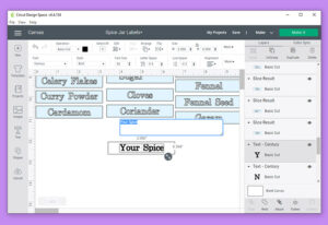 There are 92 different spice labels ready to go in this Cricut Design Space cut file. If you need a spice not offered, there are 2 templates you can edit to make your own.