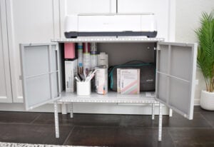 It's kind of amazing just how much this little cabinet will hold! I've got all of my supplies I plan to use soon for projects to make them quick and easy to find. I even have my Cricut Joy hanging out in there!