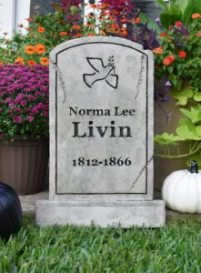 Love a little creepy and a lot cute? Learn how to make foam Halloween tombstones & snag the free printable designs we used that have the best Halloween tombstone names ever! Like Norma Lee Livin!