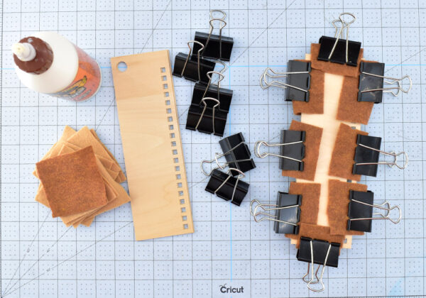 Gluing the wood yarn cards together is really easy.