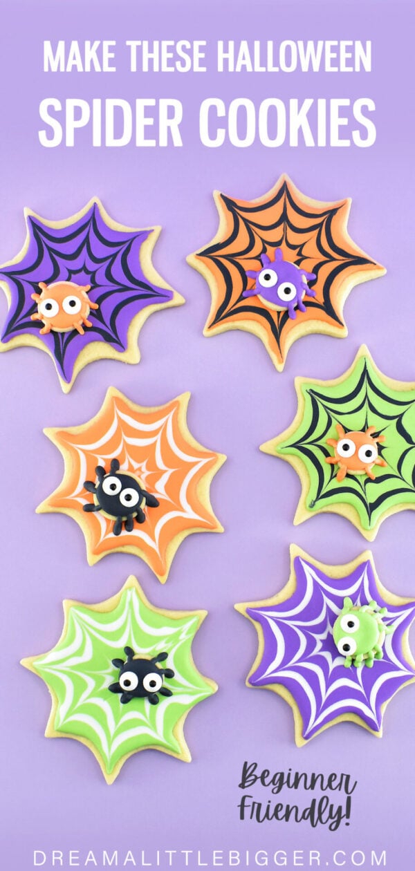 Using minimal supplies, these DIY Halloween spiderweb cookies are super cute and easy for even a new cookier! Get the full step by step directions to make these awesome Halloween decorated sugar cookies.