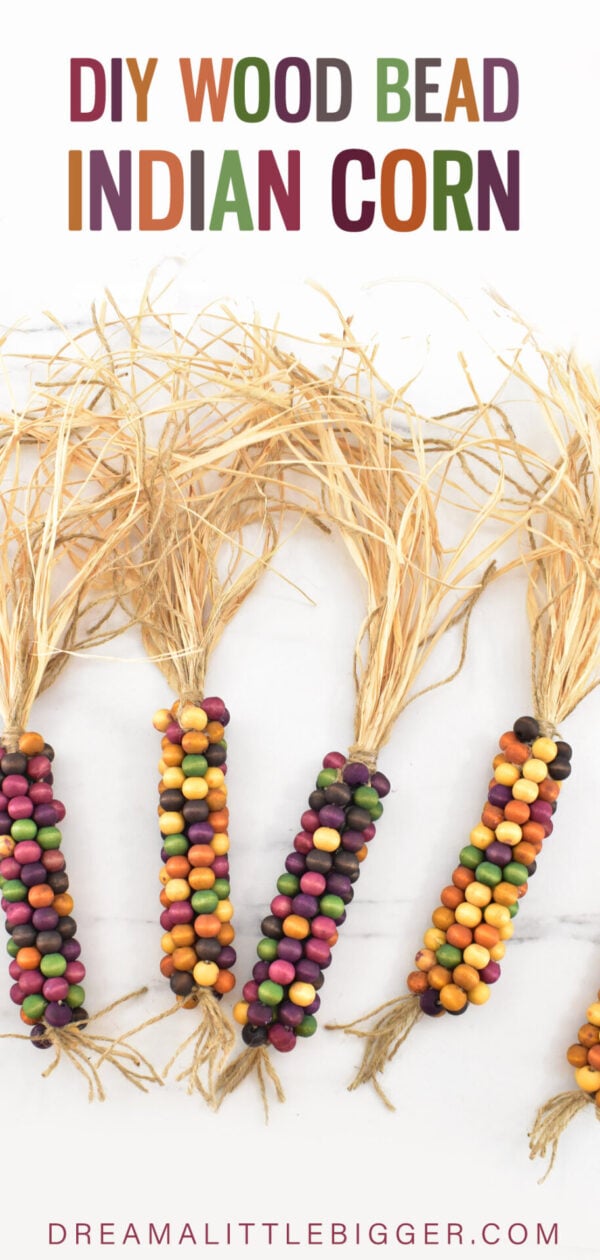 This DIY wood bead Indian corn is so easy to make and such a fun and unique addition to your fall décor! All you need is a hot glue gun!