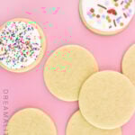 My best sugar cookie recipe only uses 5 ingredients and barely spreads making it perfect for cut out cookies! Get the recipe & helpful tips for sharp designs!