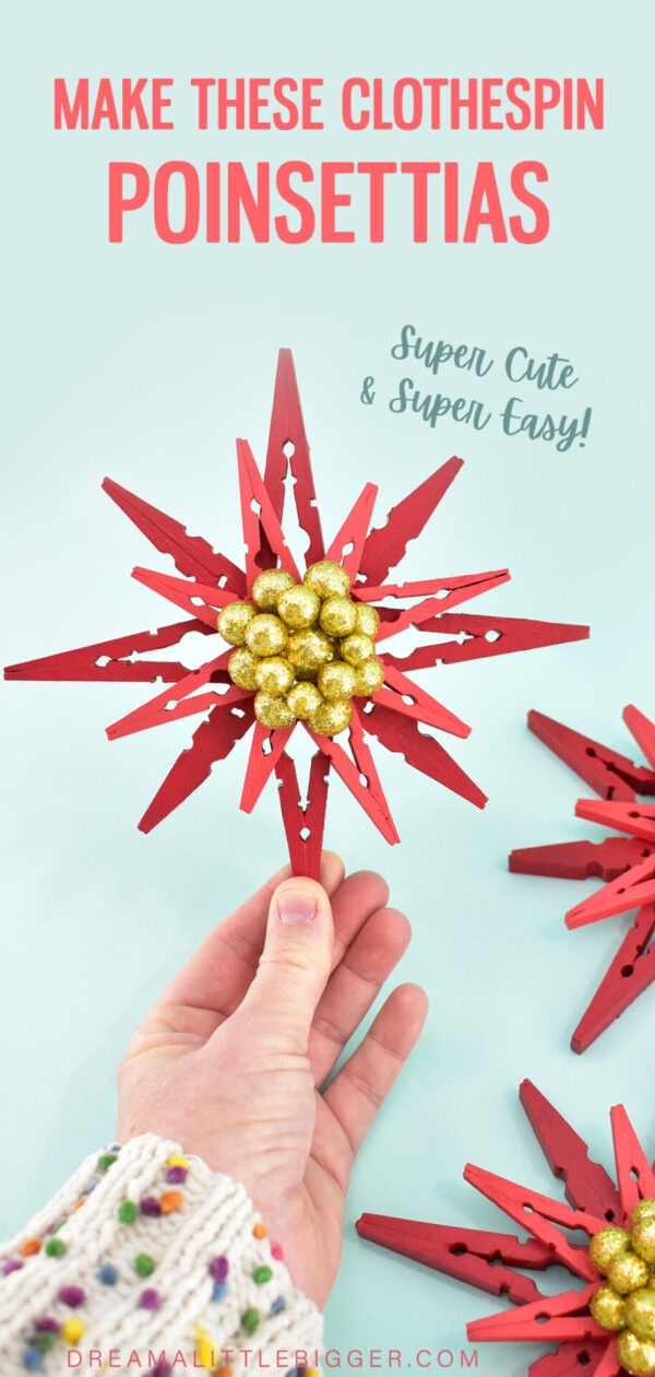 Looking for a fun &inexpensive craft for the holidays perfect for kids and adults? Make these clothespin poinsettias with our full tutorial!