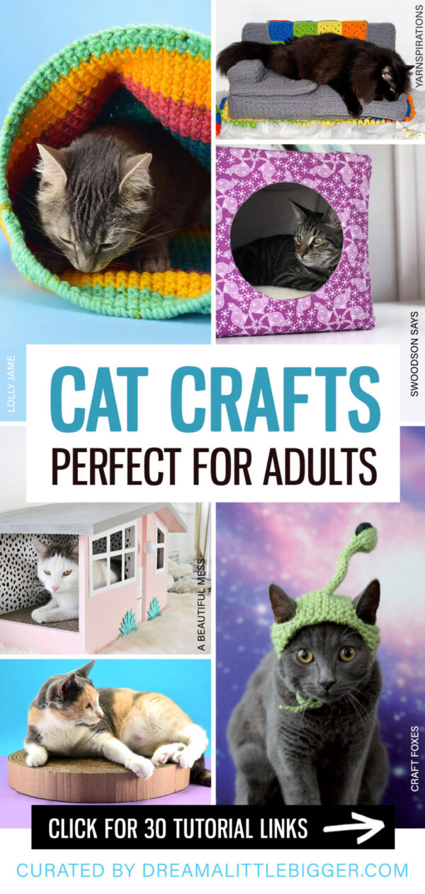 Do you love cats and crafts? We've got 30 of the neatest cat crafts perfect for adults. Some are made for your cat and some are made for the love of cats. See all of the tutorials!
