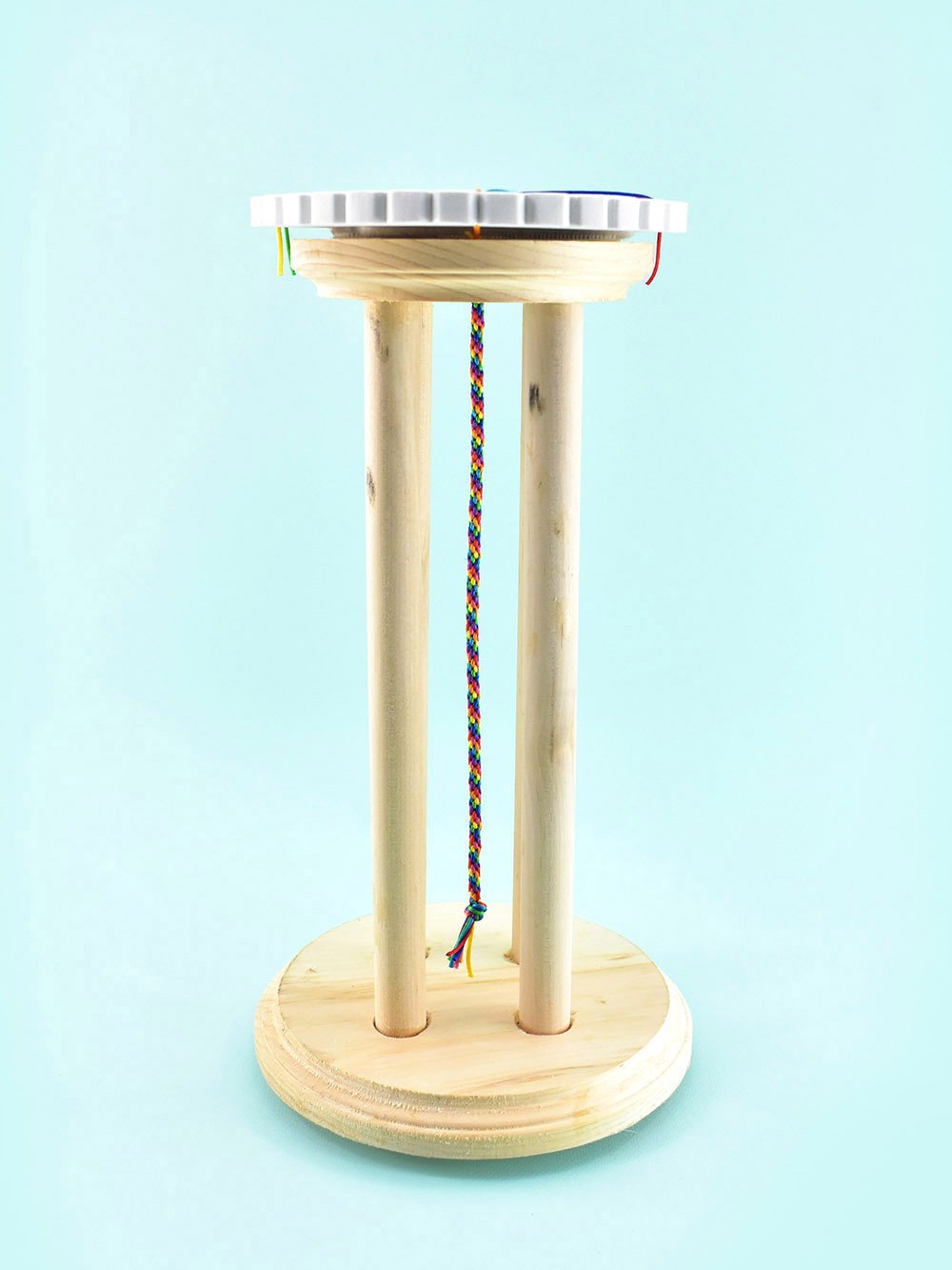 Love Kumihimo but don't love holding the disk? This DIY rotating Kumihimo stand is perfect for all braiders including those with arthritis!