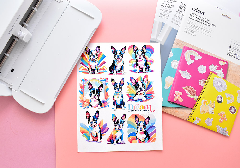 Have you heard about the Cricut Joy Xtra Print then Cut Sensor? It's the easiest way to make all of your own custom sticker designs (like my bitty baby Boston Terrier Opal themed stickers!)
