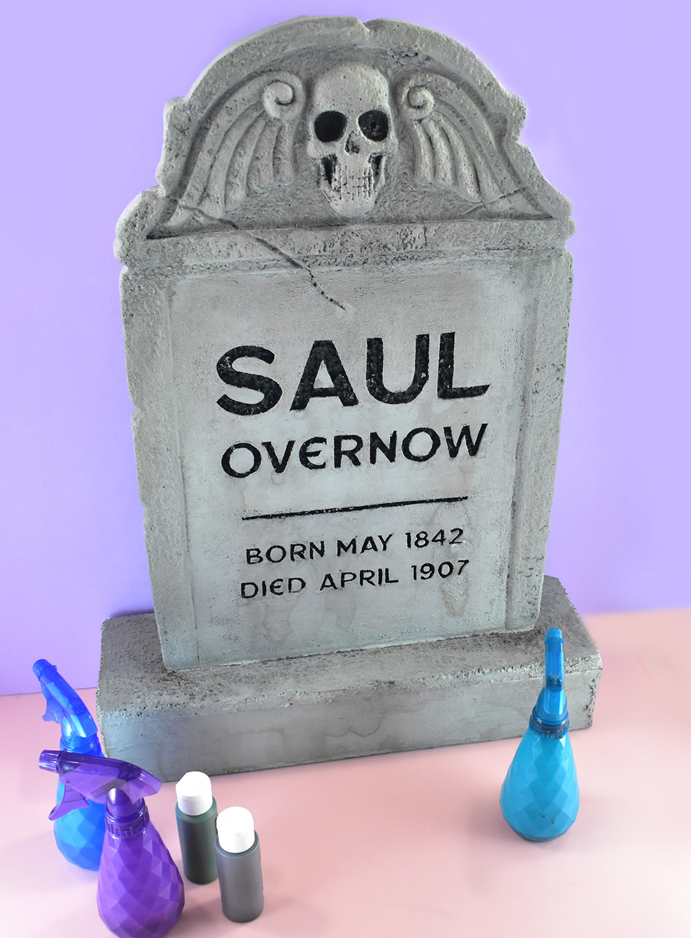 Learn how to quickly and easily paint DIY Foam Tombstones step-by-step.