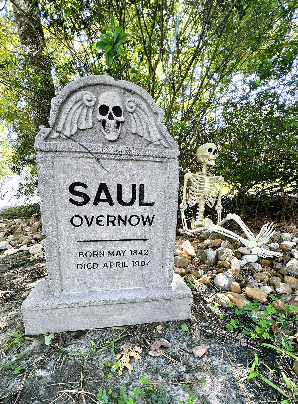 Looking for an amazing way to DIY Halloween tombstone decor? Check out our fast & easy store-bought tombstone makeover.