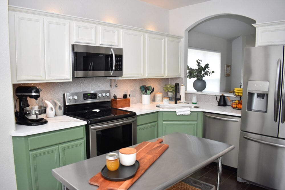 Want to update your kitchen on a budget? See how we made our own DIY peel and stick backsplash tile for a whole new look!
